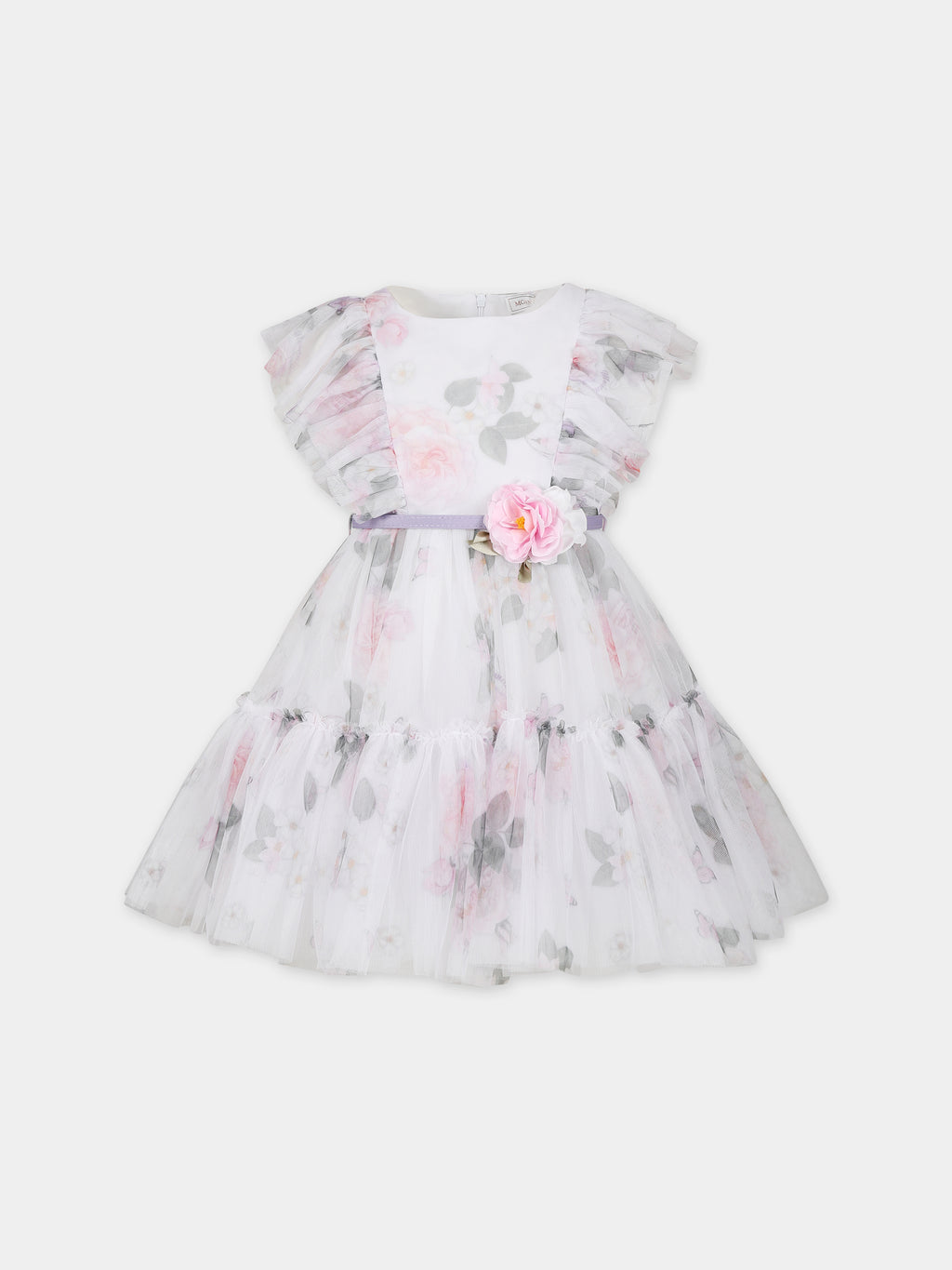 Vestito bianco per bambina con stampa floreale